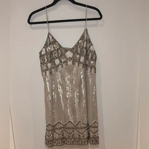 Aidan Mattox A-line Beaded Sequin Mini Dress Size 12 in
Neutral Shiny Color